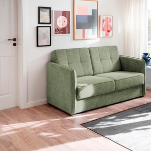 Schlafsofa INOSIGN Milano Sofas Gr. B/H/T: 147 cm x 89 cm x 87 cm, Struktur, 2-Sitzer mit zwei einzeln ausziehbaren Liegefunktionen, grün Einzelsofas