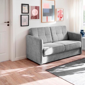 Schlafsofa INOSIGN Milano Sofas Gr. B/H/T: 147 cm x 89 cm x 87 cm, Struktur, 2-Sitzer mit zwei einzeln ausziehbaren Liegefunktionen, silberfarben (silber) Einzelsofas