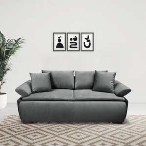 Schlafsofa INOSIGN Romeo Sofas Gr. B/H/T: 224 cm x 48 cm x 104 cm, Samt, schwarz Einzelsofas mit Boxspringaufbau, Bettfunktion & Bettkasten, Dauerschlafsofa