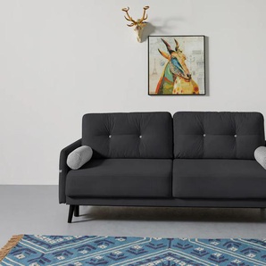 Schlafsofa INOSIGN Sofas Gr. B/H/T: 210 cm x 92 cm x 101 cm, Samtvelours, mit Bettfunktion-mit Bettkasten, schwarz Einzelsofas