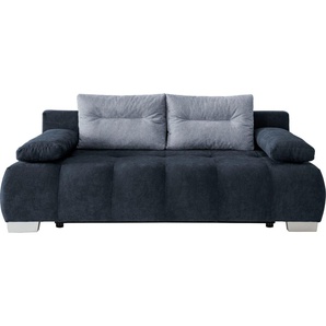 Schlafsofa INOSIGN Verzino Sofas Gr. B/H/T: 205 cm x 83 cm x 96 cm, Microfaser, 2-Sitzer, blau (dunkelblau) Einzelsofas ausziehbare Liegefläche