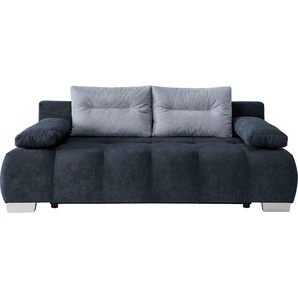 Schlafsofa INOSIGN Verzino Sofas Gr. B/H/T: 205 cm x 83 cm x 96 cm, Microfaser, 2-Sitzer, blau (dunkelblau) Einzelsofas