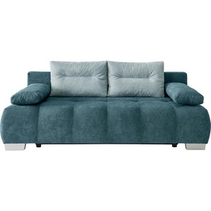 Schlafsofa INOSIGN Verzino Sofas Gr. B/H/T: 205 cm x 83 cm x 96 cm, Microfaser, 2-Sitzer, blau (ocean) Einzelsofas