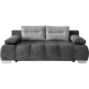 Schlafsofa INOSIGN Verzino Sofas Gr. B/H/T: 205 cm x 83 cm x 96 cm, Microfaser, 2-Sitzer, schwarz (asche) Einzelsofas