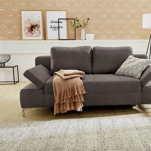 Schlafsofa JOCKENHÖFER GRUPPE Jano Sofas Gr. B/T: 202 cm x 103 cm, Luxus-Microfaser Lederoptik, braun (dunkelbraun) Einzelsofas klassisches Schlafsofa mit individuell, verstellbaren Armlehnen