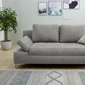 Schlafsofa JOCKENHÖFER GRUPPE Jano Sofas Gr. B/T: 202 cm x 103 cm, Luxus-Microfaser Lederoptik, grau (hellgrau) Einzelsofas klassisches Schlafsofa mit individuell, verstellbaren Armlehnen