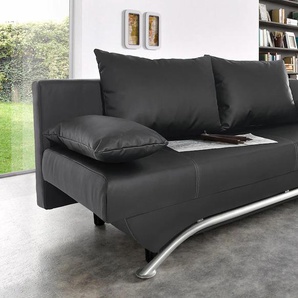 Schlafsofa JOCKENHÖFER GRUPPE Nancy Sofas Gr. B/H/T: 190 cm x 81 cm x 81 cm, Kunstleder SOFTLUX, schwarz Einzelsofas inklusive Bettfunktion und Bettkasten, lose Rückenkissen