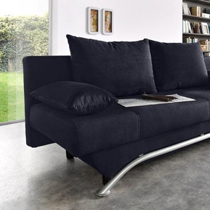 Schlafsofa JOCKENHÖFER GRUPPE Nancy Sofas Gr. B/H/T: 190 cm x 81 cm x 81 cm, Luxus-Microfaser ALCATOP, schwarz Einzelsofas inklusive Bettfunktion und Bettkasten, lose Rückenkissen