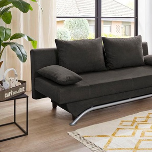Schlafsofa JOCKENHÖFER GRUPPE Nancy Sofas Gr. B/H/T: 190 cm x 81 cm x 81 cm, Luxus-Microfaser flauschig, schwarz Einzelsofas inklusive Bettfunktion und Bettkasten, lose Rückenkissen