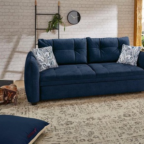 Schlafsofa JOCKENHÖFER GRUPPE Sascha Sofas Gr. B/T: 227 cm x 110 cm, blau Einzelsofas mit Relax- und Bettfunktion, Wellenfedern, Liegefläche 180x200 cm