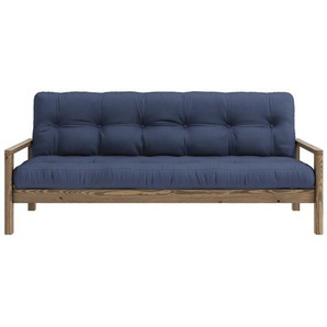 Schlafsofa KARUP DESIGN KNOB Sofas Gr. B/H/T: 205 cm x 79 cm x 95 cm, gleichschenklig, Carob Brown lackiert, blau (navy) Einzelsofas mit Futonmatratze, verschiedene Farben, FSC-zertifiziert, Kiefer