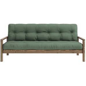 Schlafsofa KARUP DESIGN KNOB Sofas Gr. B/H/T: 205 cm x 79 cm x 95 cm, gleichschenklig, Carob Brown lackiert, grün (olive green) Einzelsofas