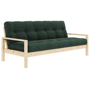 Schlafsofa KARUP DESIGN KNOB Sofas Gr. B/H/T: 205 cm x 79 cm x 95 cm, gleichschenklig, Klar lackiert, blau (pale blue) Einzelsofas mit Futonmatratze, verschiedene Farben, FSC-zertifiziert, Kiefer