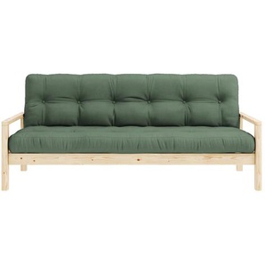 Schlafsofa KARUP DESIGN KNOB Sofas Gr. B/H/T: 205 cm x 79 cm x 95 cm, gleichschenklig, Klar lackiert, grün (olive green) Einzelsofas