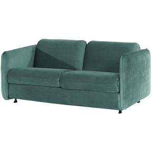 Schlafsofa KAYLA mit Matratze Blau/Petrol Samt Ravi 194 x 86 x 104cm Skandi