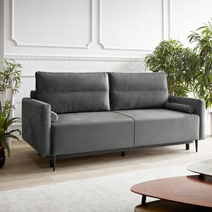 Schlafsofa Kehsa Velour Graphit 220x100 cm, Schlafsofas