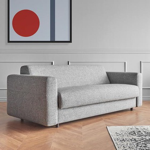 Schlafsofa mit Matratze Grau/Hellgrau Stoff Twist 217 x 75 x 101cm Retro