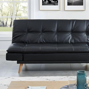 Schlafsofa Klappsofa 3-Sitzer - Kunstleder - Schwarz - ZARINA