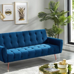 Schlafsofa Klappsofa 3-Sitzer - Samt - Dunkelblau - POLANI
