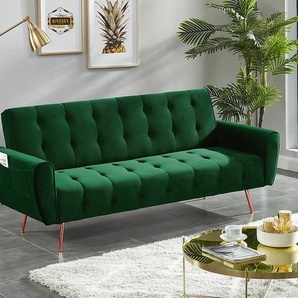 Schlafsofa Klappsofa 3-Sitzer - Samt - Tannengrün - POLANI