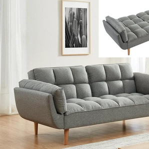 Schlafsofa Klappsofa 3-Sitzer - Stoff - Grau meliert - LOELINE