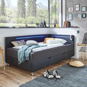 Polsterbett Laser 105cm Kunstleder Schwarz