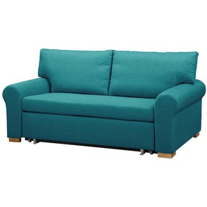 Schlafsofa Country Deluxe Blau/Türkis Webstoff Luba 205cm mit Schlaffunktion Modern