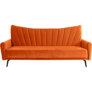 Schlafsofa LEONIQUE Chiara Sofas Gr. B/H/T: 236 cm x 102 cm x 87 cm, Samtoptik, orange Einzelsofas