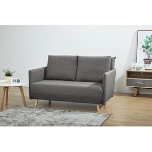 Schlafsofa Lobau Grau/Lichtgrau Webstoff 132 x 82 x 91cm Skandi