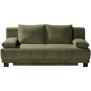 Schlafsofa aus Cord Luna ¦ grün ¦ Maße (cm): B: 200 H: 89 T: 96.0