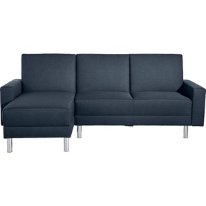 Schlafsofa MAX WINZER Just Fresh Sofas Gr. B/H/T: 230 cm x 93 cm x 152 cm, Strukturgewebe 16523, Recamiere beidseitig montierbar, blau Einzelsofas