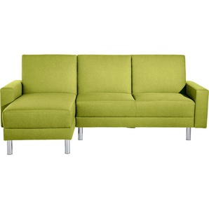 Schlafsofa MAX WINZER Just Fresh Sofas Gr. B/H/T: 230 cm x 93 cm x 152 cm, Strukturgewebe 16523, Recamiere beidseitig montierbar, grün (apfel) Einzelsofas