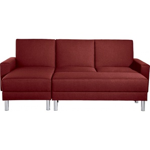 Schlafsofa MAX WINZER Just Fresh Sofas Gr. B/H/T: 230 cm x 93 cm x 152 cm, Strukturgewebe 16523, Recamiere beidseitig montierbar, ohne Hocker, rot Einzelsofas