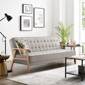 Schlafsofa MID CENTURY Grau/Granit Webstoff Celia 204 x 85 x 86cm mit Schlaffunktion Retro