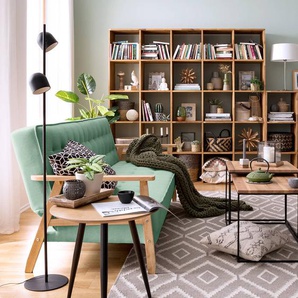 Schlafsofa MID CENTURY Grün/Mint Flachgewebe Sura 204 x 85 x 86cm mit Schlaffunktion Skandi