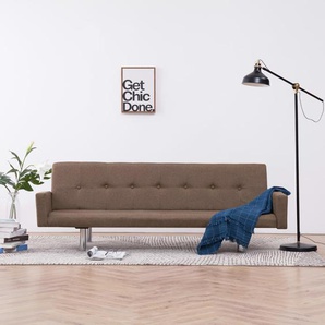 Schlafsofa mit Armlehnen Braun Polyester