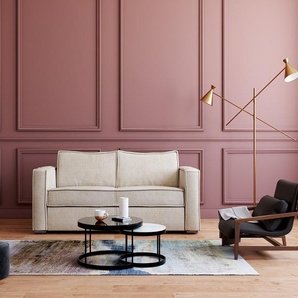 Schlafsofa mit Matratze 4-Sitzer - Cord - Beige - Liegefläche mit Lattenrost mit breiten Latten 160 cm - Matratze 22 cm mit Memory Schaum - LORETO