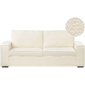 Schlafsofa mit Matratze Cremeweiß aus Bouclé 3-Sitzer 3 Personen Schlafcouch Klappsofa Ausklappbar für Wohnzimmer Gästezimmer
