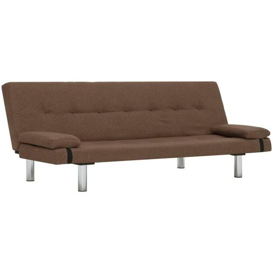 Schlafsofa mit zwei Kissen Braun Polyester