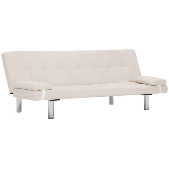 Schlafsofa mit zwei Kissen Creme Polyester