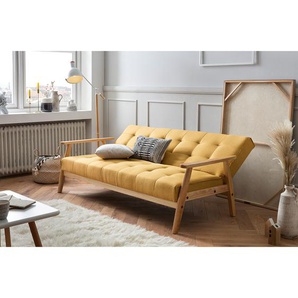 Schlafsofa Pamban I Gelb/Senfgelb Strukturstoff 190 x 81 x 85cm Skandi