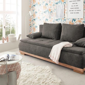Schlafsofa Pelmero Braun Microfaser Ranu 208 x 93 x 105cm Modern