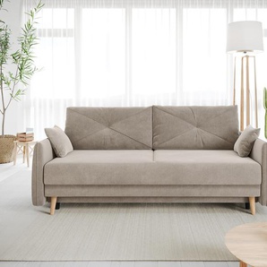 Schlafsofa Piera Mikrofaser Beige 215x100 cm, Schlafsofas