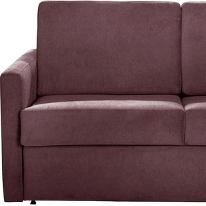 Schlafsofa PLACES OF STYLE Goldpoint Sofas Gr. B/H/T: 162 cm x 85 cm x 100 cm, Luxus-Microfaser weich, lila (beere) Einzelsofas Bettfunktion, Bonell-Federkernmatratze und Dauerschläfer-Funktion