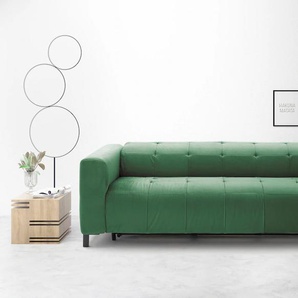 Schlafsofa PLACES OF STYLE Termini ; als Dauerschläfer geeignet durch hochwertigen Faltbeschlag Sofas Gr. B/H/T: 210 cm x 69 cm x 104 cm, Samtvelours, Breite 210cm, Standard PUR Schaum RG-35, grün (smaragd) Einzelsofas