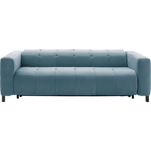 Schlafsofa PLACES OF STYLE Termini Sofas Gr. B/H/T: 190 cm x 69 cm x 104 cm, Samtvelours, Breite 190cm, Standard PUR Schaum RG-35, blau (blaugrau) Einzelsofas drei Breiten und 3 Matratzenausführungen; als Dauerschläfer geeignet