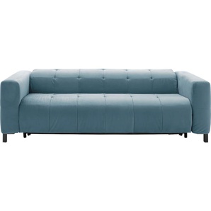 Schlafsofa PLACES OF STYLE Termini Sofas Gr. B/H/T: 210 cm x 69 cm x 104 cm, Samtvelours, Breite 210cm, Standard PUR Schaum RG-35, blau (blaugrau) Einzelsofas drei Breiten und 3 Matratzenausführungen; als Dauerschläfer geeignet