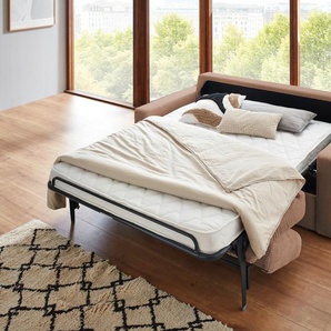Schlafsofa Rolando, braun, B:196cm H:82cm T:208cm, 100% PES, ATLANTIC HOME COLLECTION, Sofas, für Dauerschläfer geeignet inklusive hochwertiger Matratze, Topseller