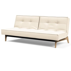 Schlafsofa Splitback Eik Weiß Webstoff Bouclè 210 x 80 x 96cm Eiche Hell