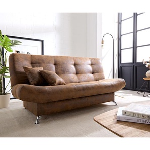 Schlafsofa Viola 190x90 cm Braun Antik Optik Bettkasten, Schlafsofas